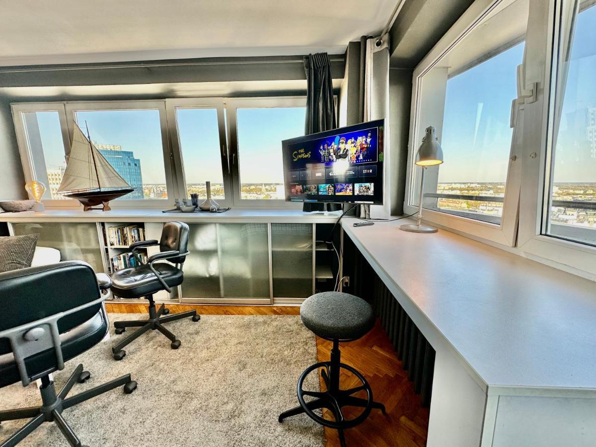 Super Apartament Grey Centrum 2X Metro Fast Wifi 300 Mbs Netflix Appletv Smarttv Spotify Panorama Miasta Varšava Exteriér fotografie